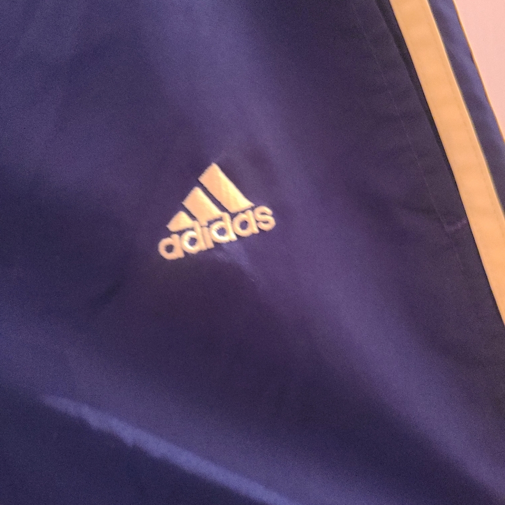 Adidas Blue Track Pants with Yellow Stripes - Picture 5 of 5
